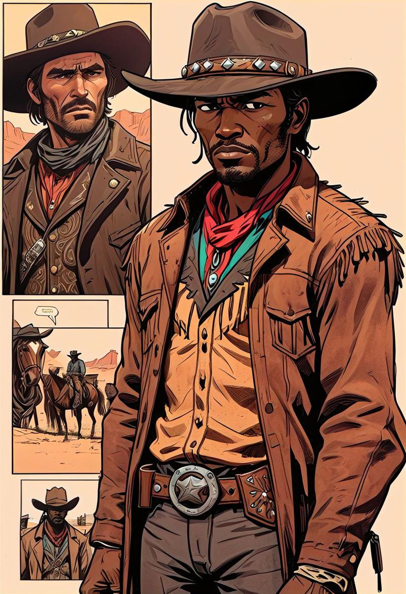 36874-938742244-a page from comics, red dead redemption meeting with Cheyenne, dark ebony cowboy face, old black cowboy, unshaved, a trip to tom.jpg